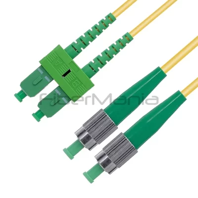 SC/APC-FC/APC Fiber Optic Patch Cable Duplex 9/125 OS2 Single Mode OFNR 3.0mm Yellow 3FT