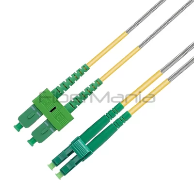 SC/APC-LC/APC Armored Patch Cable Duplex 9/125 OS2 Single Mode OFNR 3.0mm Yellow 1M