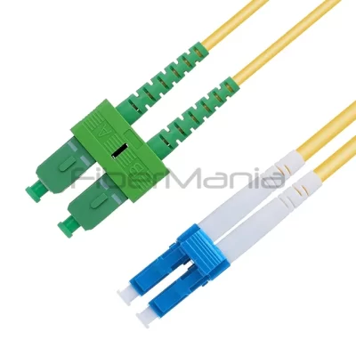 SC/APC-LC/UPC Duplex 9/125 OS2 Single Mode OFNR Fiber Optic Patch Cable 3.0mm Yellow 1M