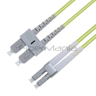LC/UPC-SC/UPC Duplex 100G OM5 Multimode OFNR Fiber Optic Patch Cable 3.0mm Lime 1M