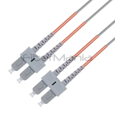 SC/UPC-SC/UPC Duplex Armored Patch Cable OM1 Multimode OFNR 3.0mm Orange 3FT