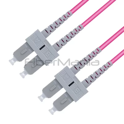 SC/UPC-SC/UPC Fiber Optic Patch Cable Duplex 40G/100G OM4 50/125 Multimode OFNR 3.0mm Magenta 3FT