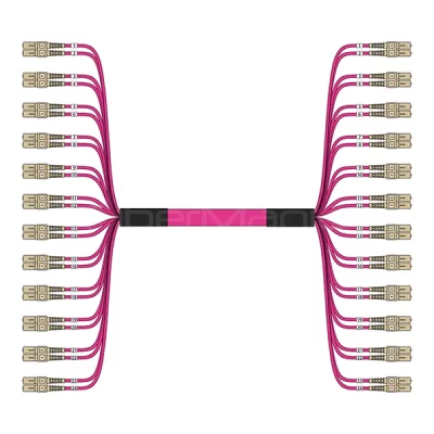 SC/UPC–SC/UPC 24-Strand Multimode 50/125 OM4 OFNR Breakout Cable 3.0mm Magenta 5M
