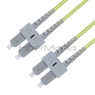 1M SC/UPC-SC/UPC Duplex 100G OM5 50/125 Multimode OFNR Fiber Optic Patch Cable 3.0mm Lime