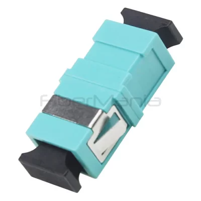 SC-SC OM3 Multimode Simplex Plastic Flangeless Fiber Optic Adapter Aqua