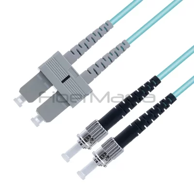 1M 3FT ST/UPC-SC/UPC Fiber Optic Patch Cable Duplex 10G OM3 50/125 Multimode OFNR 3.0mm Aqua