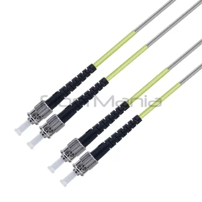 ST/UPC–ST/UPC Duplex 9/125 OS2 Single-Mode OFNR Armored Patch Cable 3.0mm Yellow