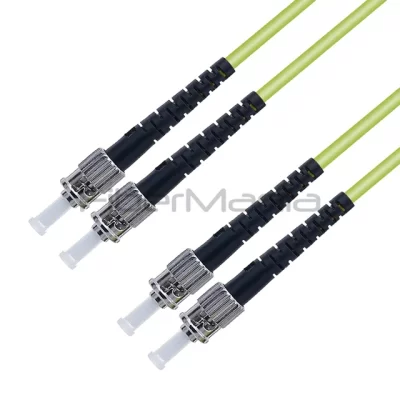 ST/UPC to ST/UPC 1M Duplex 100G OM5 50/125 Multimode Fiber Patch Cable Lime