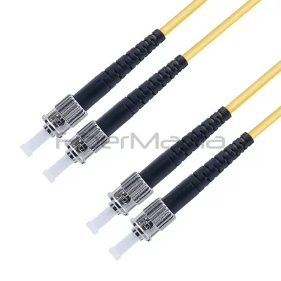 1M1ft ST/UPC-ST/UPC Duplex 9/125 OS2 Single Mode OFNR Fiber Optic Patch Cable 3.0mm Yellow
