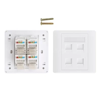 Keystone Wall Plate, 86 Type, 86x86mm, 4 Ports With Shutter, White
