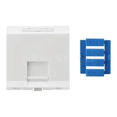 French Wall Plate, Oblique Type, 45x45mm, 1 Port, White