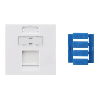 French Wall Plate, Straight Type, 45x45mm, 1 Port, White