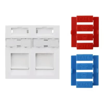 French Wall Plate Straight Type 45×45mm 2 Ports White