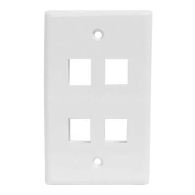 Keystone Wall Plate, USA Type, 4 Ports, 115x70mm, White