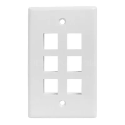 Keystone Wall Plate, USA Type, 6 Ports, 115x70mm, White