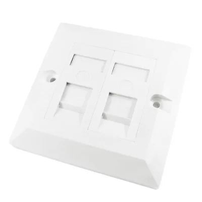 UK Low Profile Single Gang Wall Plate 2 Ports With CAT.5E Modules
