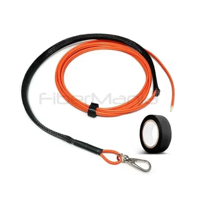 Fiber optic cable pulling eye kit with mesh sleeve and swivel clip