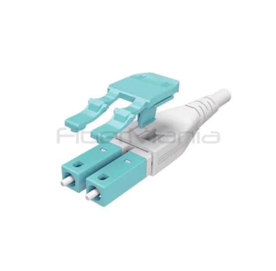 LC APC to LC APC Uniboot OM3 Duplex Multimode Fiber Patch Cable 1m 2.0mm Aqua - Image 2