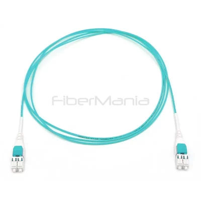 LC to LC uniboot OM3 duplex multimode fiber patch cable aqua 1m