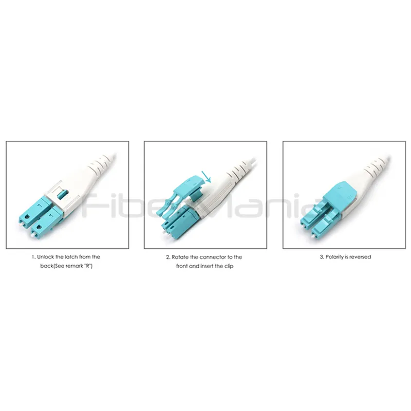 LC APC to LC APC Uniboot OM3 Duplex Multimode Fiber Patch Cable 1m 2.0mm Aqua - Image 3