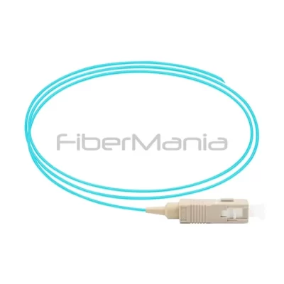 SC/UPC Simplex Fiber Optic Pigtail, OM3 Aqua Jacket 1M