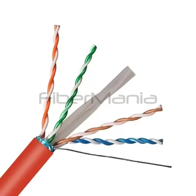 CAT.5E STP Bulk Cable, Bare Solid Copper, 24AWG, 4 Pairs, PVC Jacket, Red, 305M Per Reel