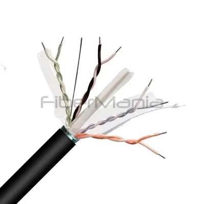 CAT.6A STP Bulk Cable, Bare Solid Copper, 23AWG, 4 Pairs, PVC Jacket, Black, 305M Per Reel