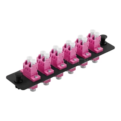 LC Adapter Panel, 6 Ports, Loaded With 6 LC Duplex OM4 Multimode Adapters