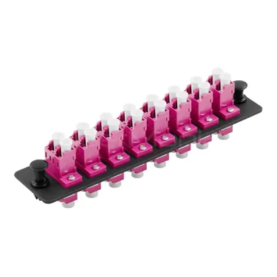 LC Adapter Panel 8 Ports Loaded With 8 LC Duplex OM4 Multimode Adapters