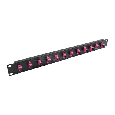 1U 19-inch SC Adapter Panel 12 Ports Loaded With SC Simplex OM4 Multimode Adapter