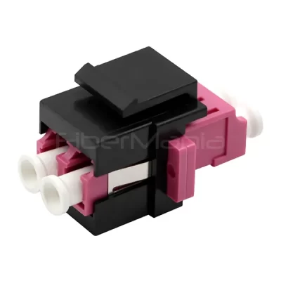 LC to LC OM4 Multimode Duplex Fiber Optic Keystone Coupler Black