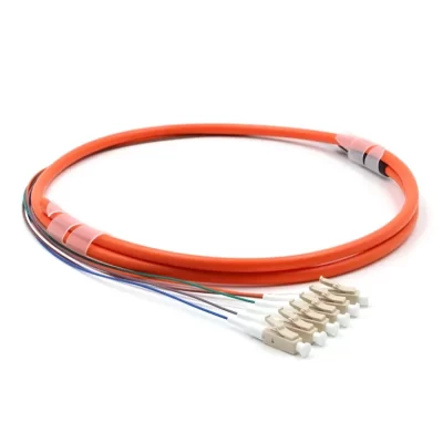 LC/UPC 6 Cores OM1 Bundle Fan-out Fiber Optic Pigtail Orange Jacket 2M