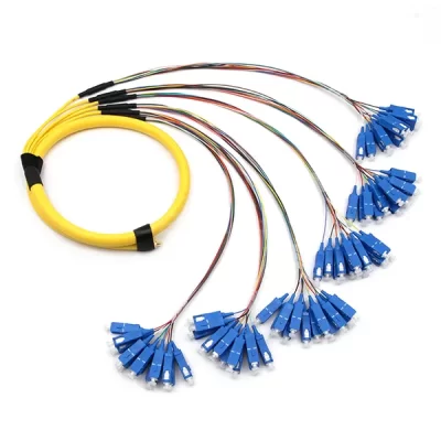 SC/UPC 72 Cores OS2 W/6 Bundles Breakout Fiber Optic Pigtail Yellow 2M