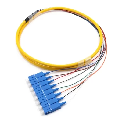 SC/UPC 8 Cores SM Bundle Fan-out Fiber Optic Pigtail Yellow 2M