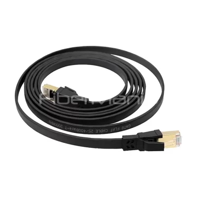 CAT.8 U/FTP 40G Flat Patch Cable 24AWG Black 15FT