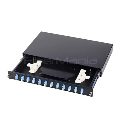 1U 19-inch Sliding Fiber Optic Patch Panel with 12 LC Duplex OS2 SM Adapters