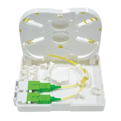 Fiber Optic Termination Box, 2 Ports, SC Simplex Type, Plastic Housing, For Indoor Use, 100x80x25mm