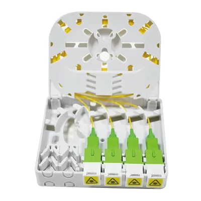 Fiber Optic Termination Box, 4 Ports, SC Simplex Type, Plastic Housing, For Indoor Use, 100x80x30mm