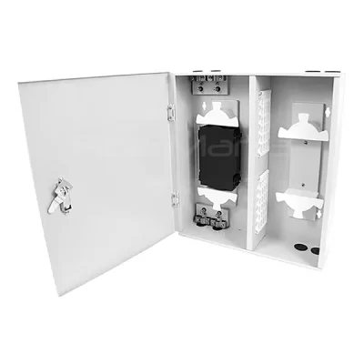 Fiber Optic Wall Mount Box Holds 8 SC 6 Ported Adapter Panels With Single Door