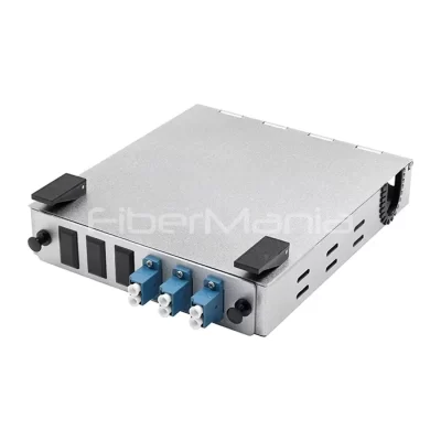Wall Mount Fiber Enclosure With Splicing Module Loaded With 3 Ported LC/UPC Duplex LGX Adapter Panel