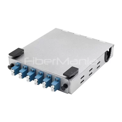 Wall Mount Fiber Enclosure With Splicing Module Loaded With 6 Ported LC/UPC Duplex LGX Adapter Panel