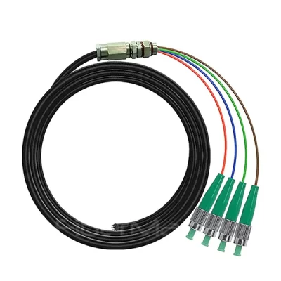 FC/APC 4 Cores Waterproof Pigtail, Single Mode 9/125um, Black Jacket, 1M