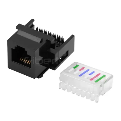 CAT.3 RJ12 6P6C Toolless Keystone Jack, Black