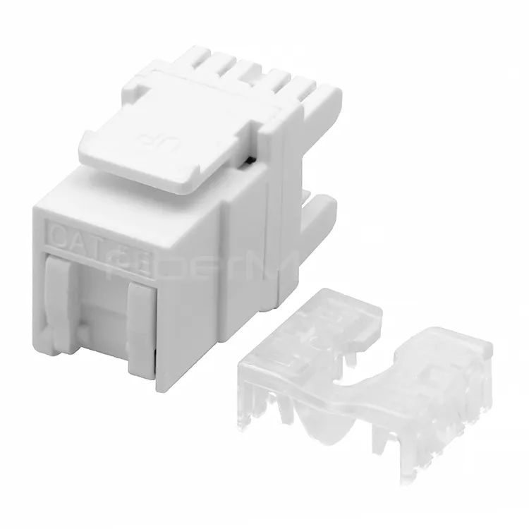 CAT.5E UTP Keystone Jack With Dust Cover, 180 Degree, Short Body, White