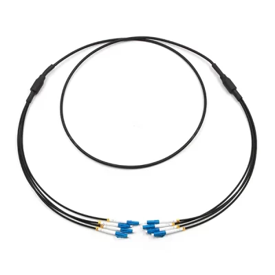 LC/UPC to LC/UPC 4-Strand Single Mode OS2 Fiber Cable 3M 9/125 LSZH Breakout 3.0mm Black
