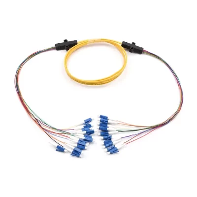 LC/UPC to LC/UPC 12-Strand Single Mode Fiber Patch Cable OS2 OFNP 0.9mm Yellow 3M with Fanout Kits