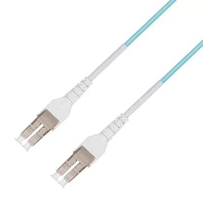 1M LC/UPC-LC/UPC Uniboot Duplex 10G OM3 50/125 Multimode OFNR Fiber Optic Patch Cable 3.0mm Aqua