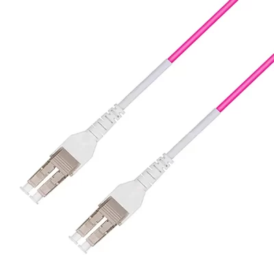 LC/UPC Uniboot Duplex Fiber Patch Cable 40G/100G OM4 50/125 Multimode OFNR 3.0mm Magenta 1M