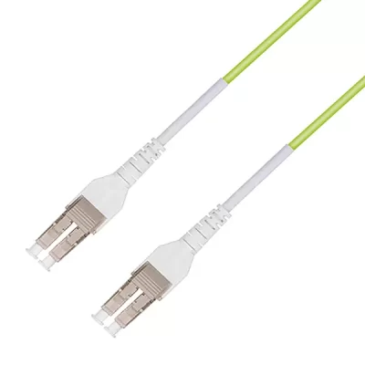 LC/UPC-LC/UPC Uniboot Duplex 100G OM5 MM OFNR Fiber Optic Patch Cable 3.0mm Lime 1M