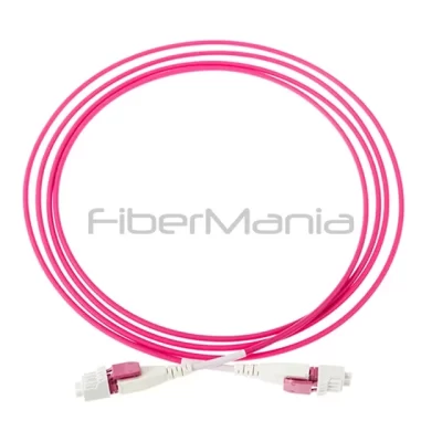LC/UPC-LC/UPC Duplex OM4 Uniboot Fiber Optic Patch Cable OFNR 1M Magenta